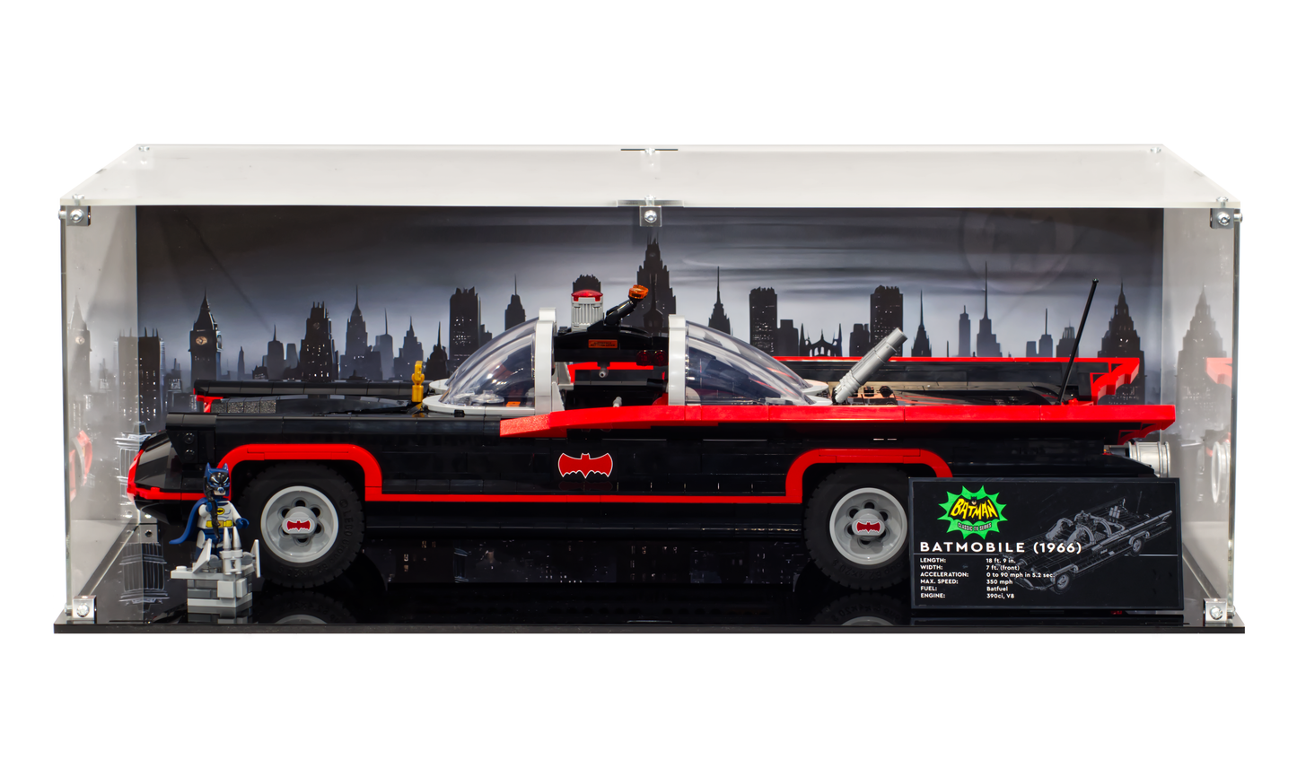Display Case for Lego® 76328 Batman™: Classic TV Series Batmobile™. LED Bat Signal. Free Plaque